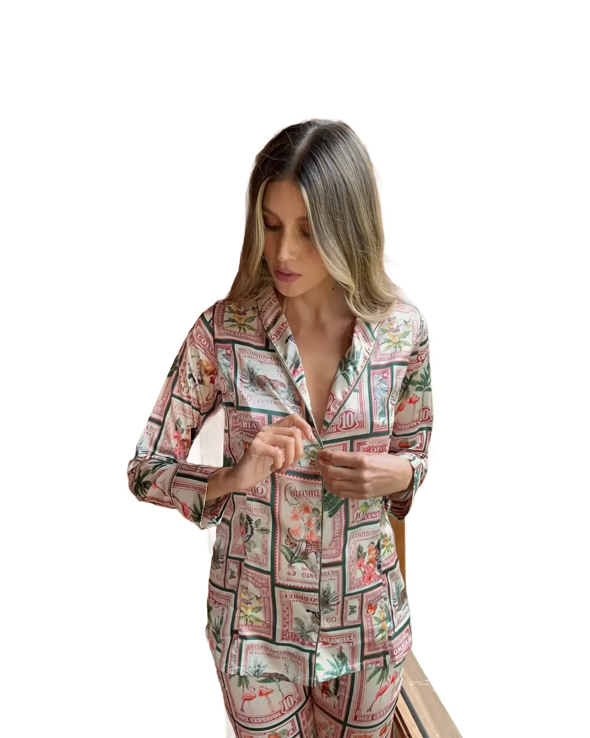 Pijama Pantalon Estampillas Verde de FLOR AMAZONA
